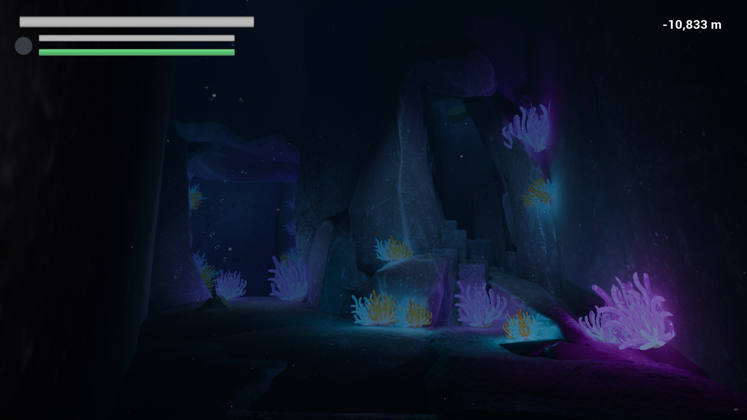 Screenshot of underwater caves in Deep Climb.